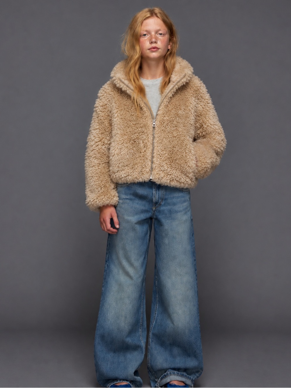 Zara Sherpa Teddy Bomber Jacket Size 11 12 Girls NWOT Winter Coat